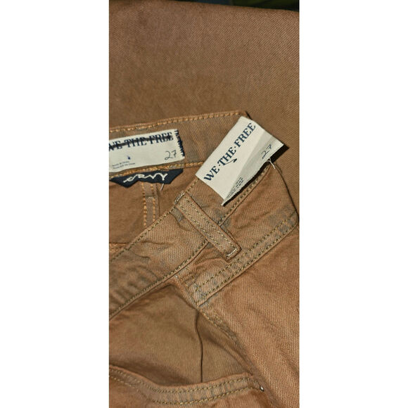 New FREE PEOPLE CRVY Gia Wide-Leg Jeans $128 SIZE 27 Sand Dune High Rise - Picture 7 of 7
